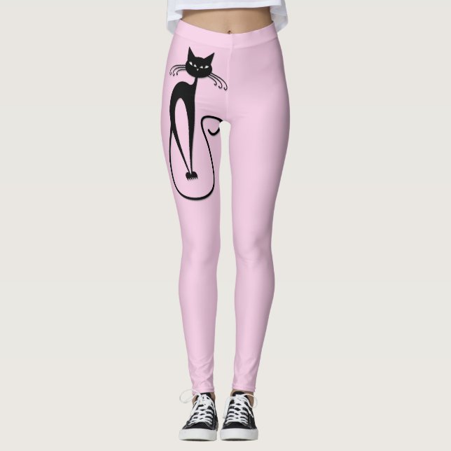 Leggings Whimsical Skinny Chat noir rose (Devant)