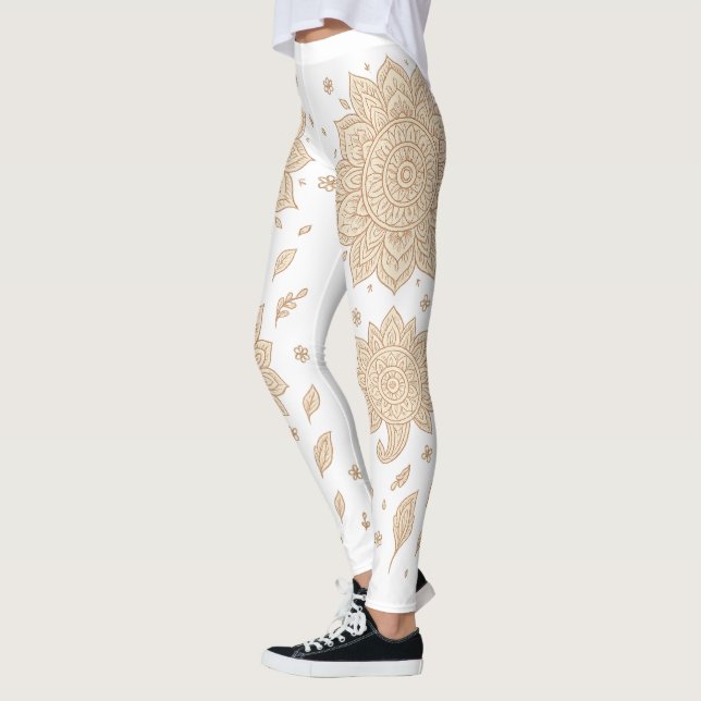 Leggings White Boho Mandala Minimalist Yoga (Gauche)