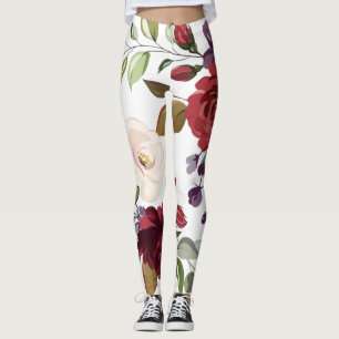 Leggings White Roses Gold Geometric