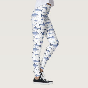 Leggings White Sea Life Motif d'aquarelle de requin méduse