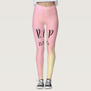 Leggings white simple minimal text style wedding pink yello