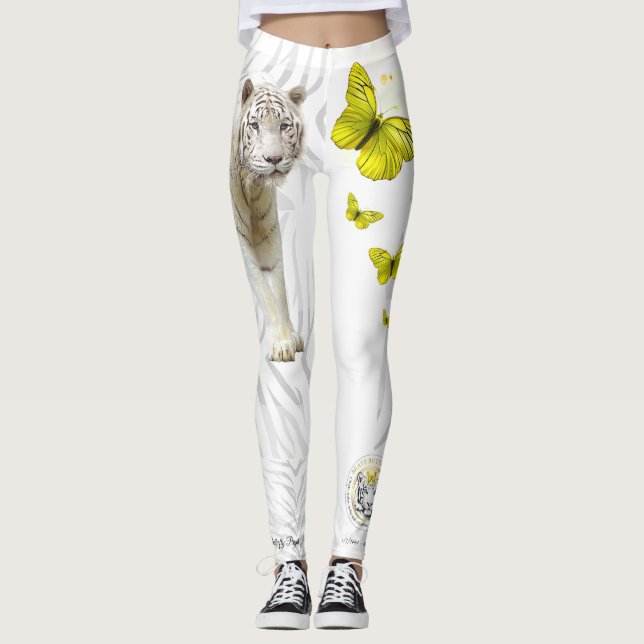 Leggings  White Tiger Yellow Butterfly  (Devant)