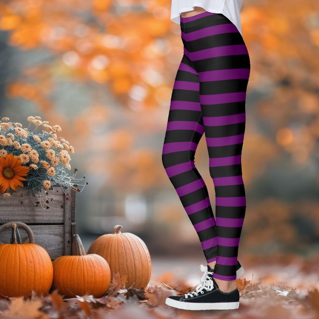 Leggings Wicked Witch Black et Purple Striped (Créateur téléchargé)