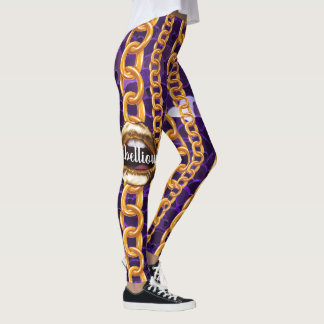 Leggings Wild Chic Motif Gold lèvres Cadeau Beauté Girly Fl