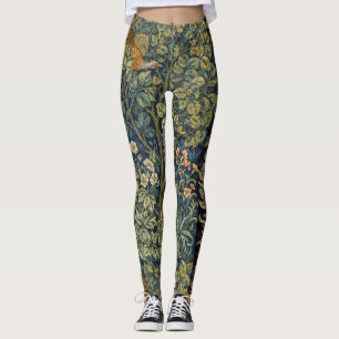 Leggings William Morris Écureuil Faisan Fleur Vintage