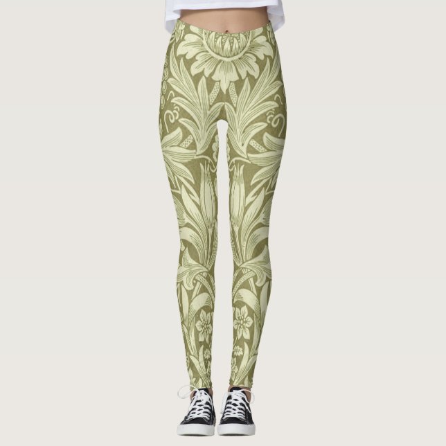 Leggings William Morris Fleur de tournesol Floral Botanique (Devant)
