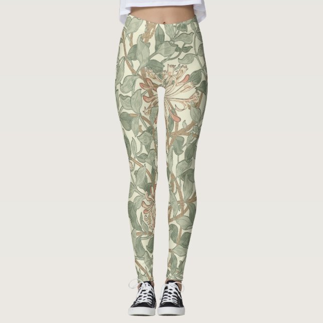 Leggings William Morris Honeysuckle Vert Floral (Devant)