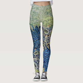 Leggings William Morris Légendes FLORALES VERTES ET BLEUES