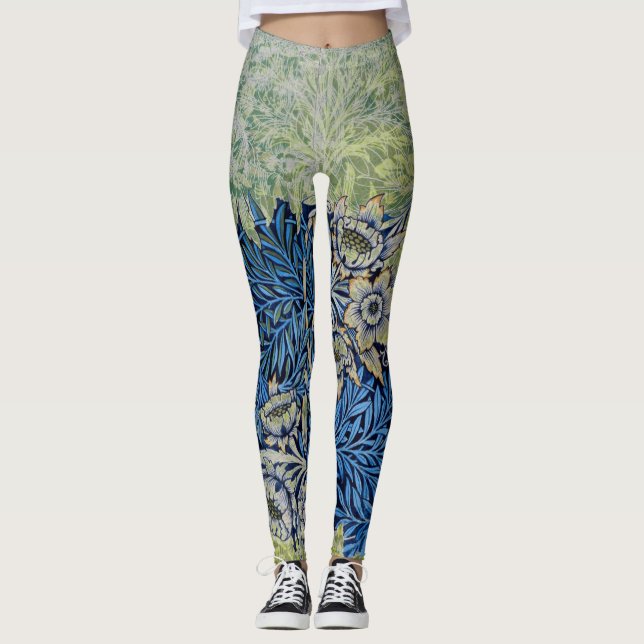 Leggings William Morris Légendes FLORALES VERTES ET BLEUES (Devant)