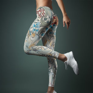 Leggings William Morris Lily Art nouveau motif floral Jambe