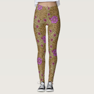 Leggings William Morris Marigold, Brown, beige et violet