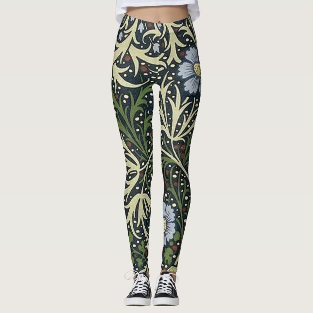 Leggings William Morris Motif d'algues (Devant)