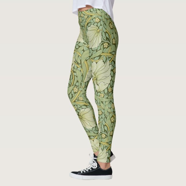 Leggings William Morris Pimpernel Fond d'écran bleu Floral (Gauche)