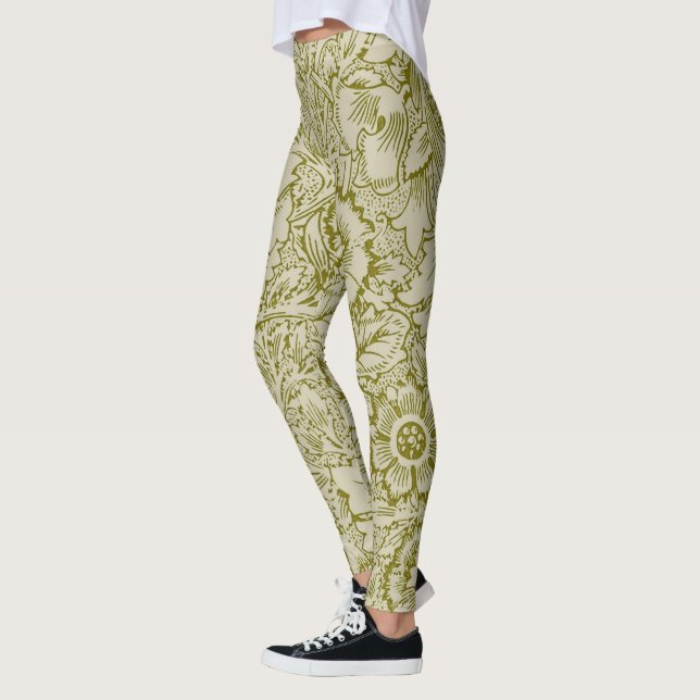 Leggings William Morris Poppy Classic Floral Green (Gauche)