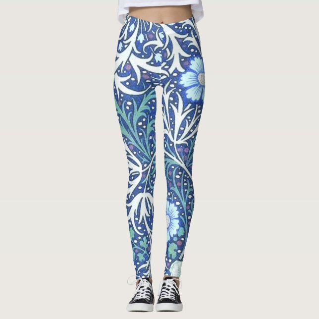 Leggings William Morris Seaweed Blue (Devant)