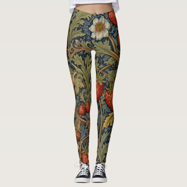 Leggings William Morris Strawberry Thief Motif floral (Devant)