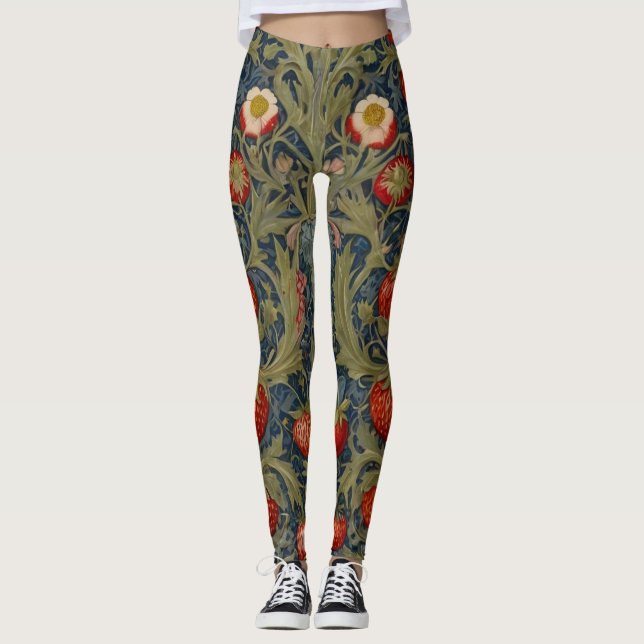 Leggings William Morris Strawberry Thief Motif floral (Devant)