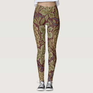 Leggings William Morris Vine Grappe Rouge Vert Art