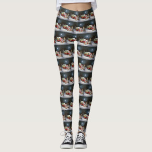 Leggings Winter Bulldog Caravan Christmas Adventure