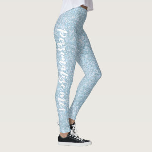 Leggings Winter Lake Light Aqua Blue Parties scintillant TE