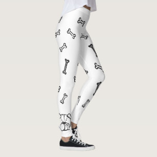 Leggings with english Bulldogge and bones pattern