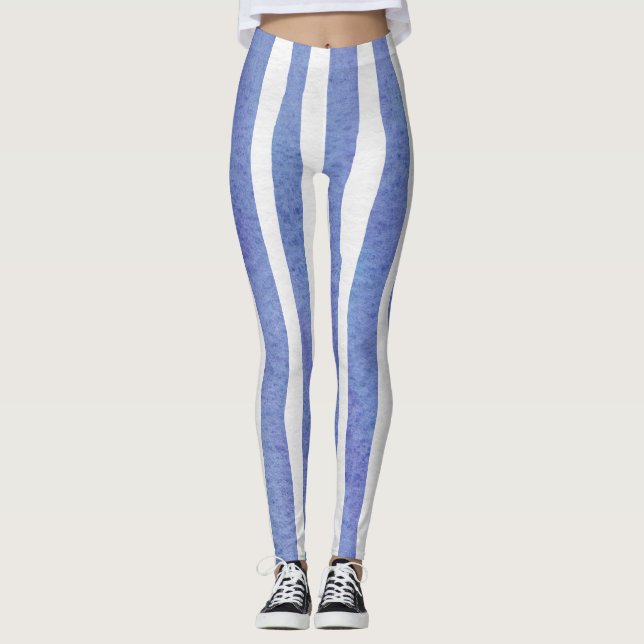 Leggings Women - Blue Stripe Pattern (Vorderseite)