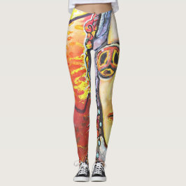 Leggings Woodstock Leggins avec Lennon Peace Flower Power
