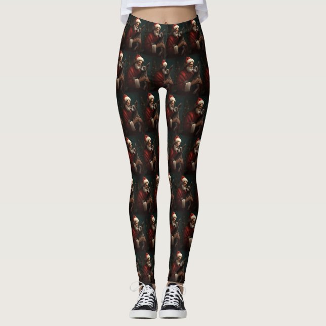 Leggings Xoloitzcuintli avec Noël Festif du Père Noël (Devant)