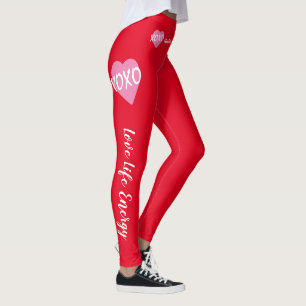 Leggings XOXO Coeur rose Blanc XOXO Hugs Baisers Rouge