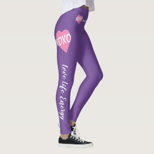 Leggings XOXO Coeur rose Blanc XOXO Hugs Baisers Violet