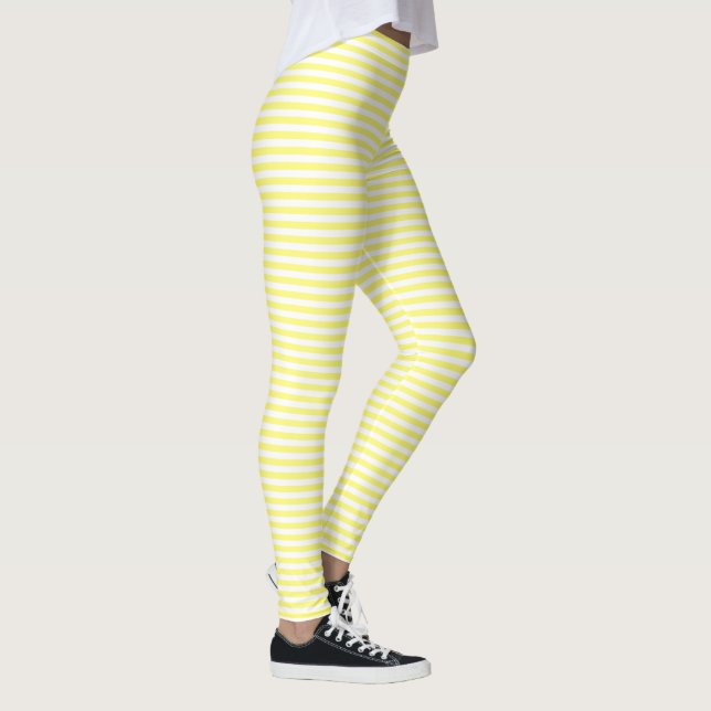 Leggings Yellow and White Horizontal Pinstripe Summer Look (Droite)