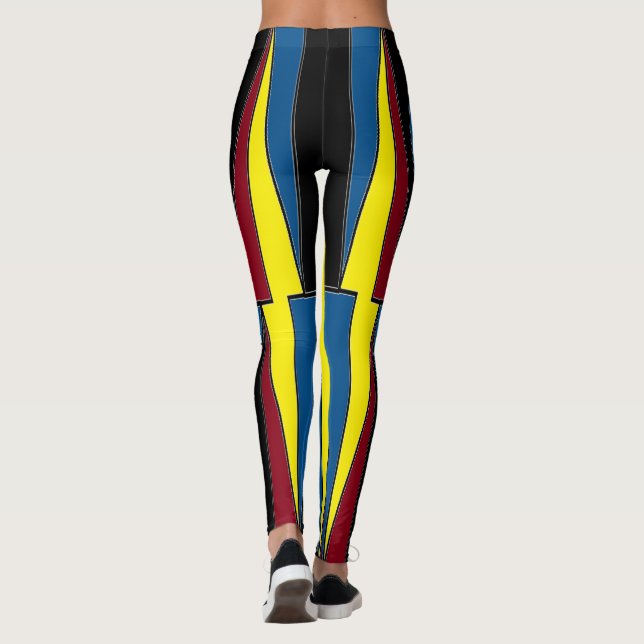 Leggings Yellow Red Blue Triangles (Dos)