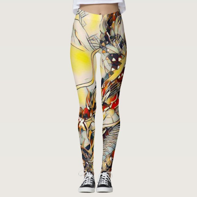 Leggings Yoga chinois d'acrylique de dragon (Devant)