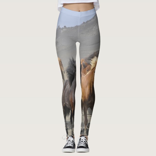 Leggings Yoga de chevaux sauvages (Devant)
