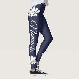 Leggings Yoga de fleur de Namaste Lotus blanc