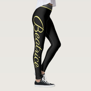 Leggings Yoga de script jaune personnalisé fitness et gym