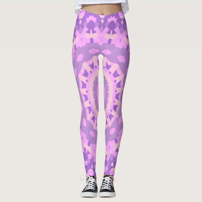 Leggings Yoga léger noir rose de LuLaRoe de mandala de (Devant)