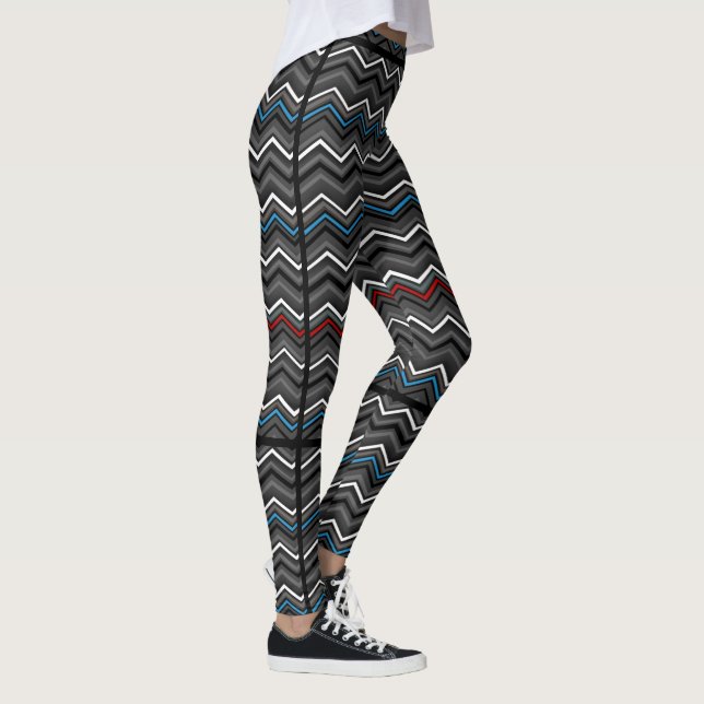 Leggings Zag bleu/rouge Zig avec stries noires...Diabète (Droite)