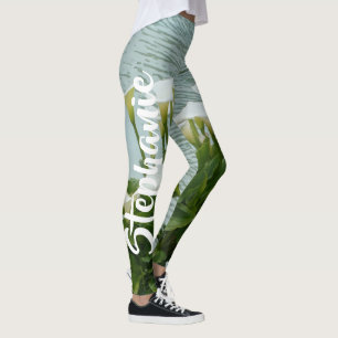 Leggings Zantedeschias floraux, nom personnalisé