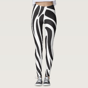 Leggings Zebra noir et blanc Imprimer rayures motif tendanc
