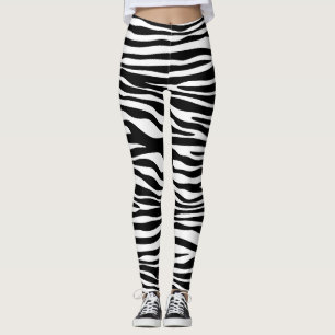 Leggings Zebra Print, Zebra Stripes, Noir Et Blanc