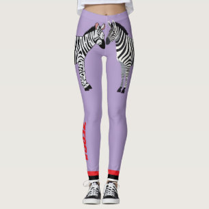 Leggings Zèbre adorable Fond violet Mignon Féminin