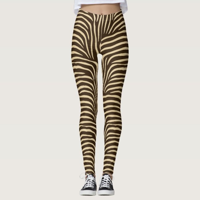 Leggings Zèbre d'encre sauvage en négatif (Devant)