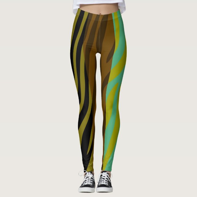 Leggings Zèbre moderne Motif d'impression #18 (Devant)