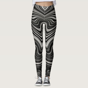 Leggings Zèbre noir et blanc Wavy Abstraction