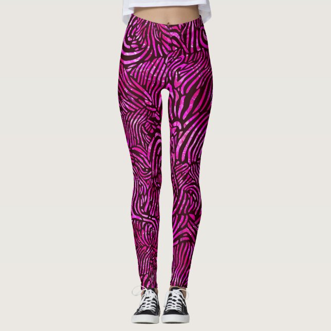 Leggings Zèbre rose chaud (Devant)