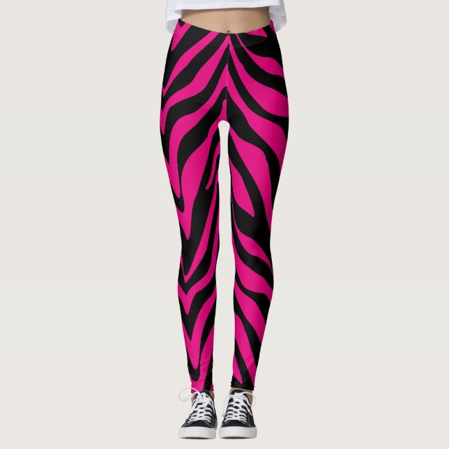 Leggings Zèbre rose chaud socialite rayures (Devant)