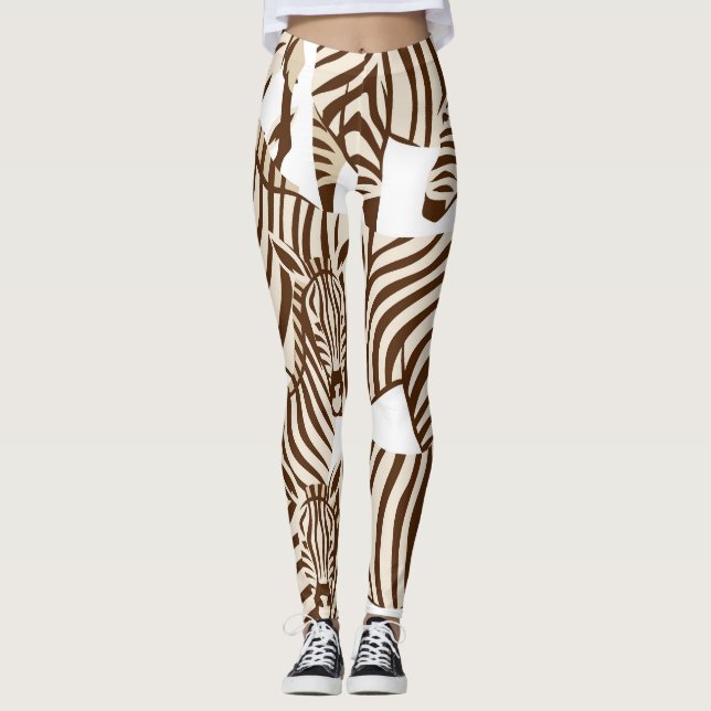 Leggings Zèbres, savane sauvage, motif sans soudure (Devant)