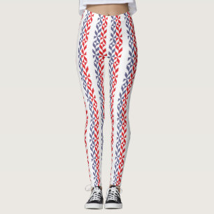 Leggings ZigZag géométrique rouge blanc et bleu