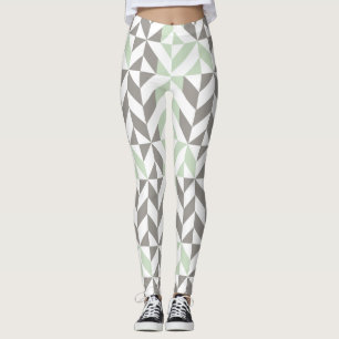 Leggings ZigZag géométrique Sage Green et Silver